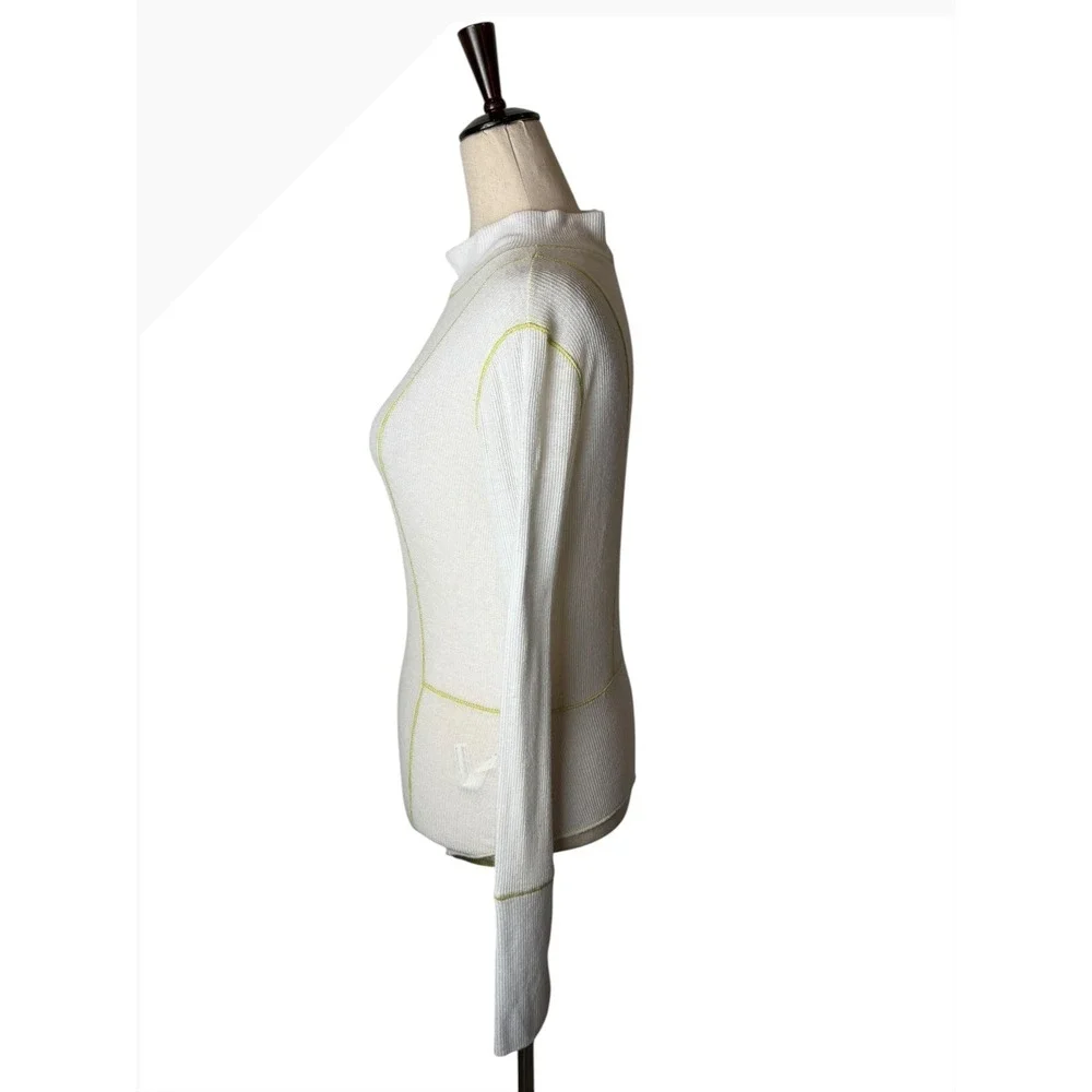 Free People Out of This World Bodysuit Women Small Ivory Yellow Ribbed Knit Boho